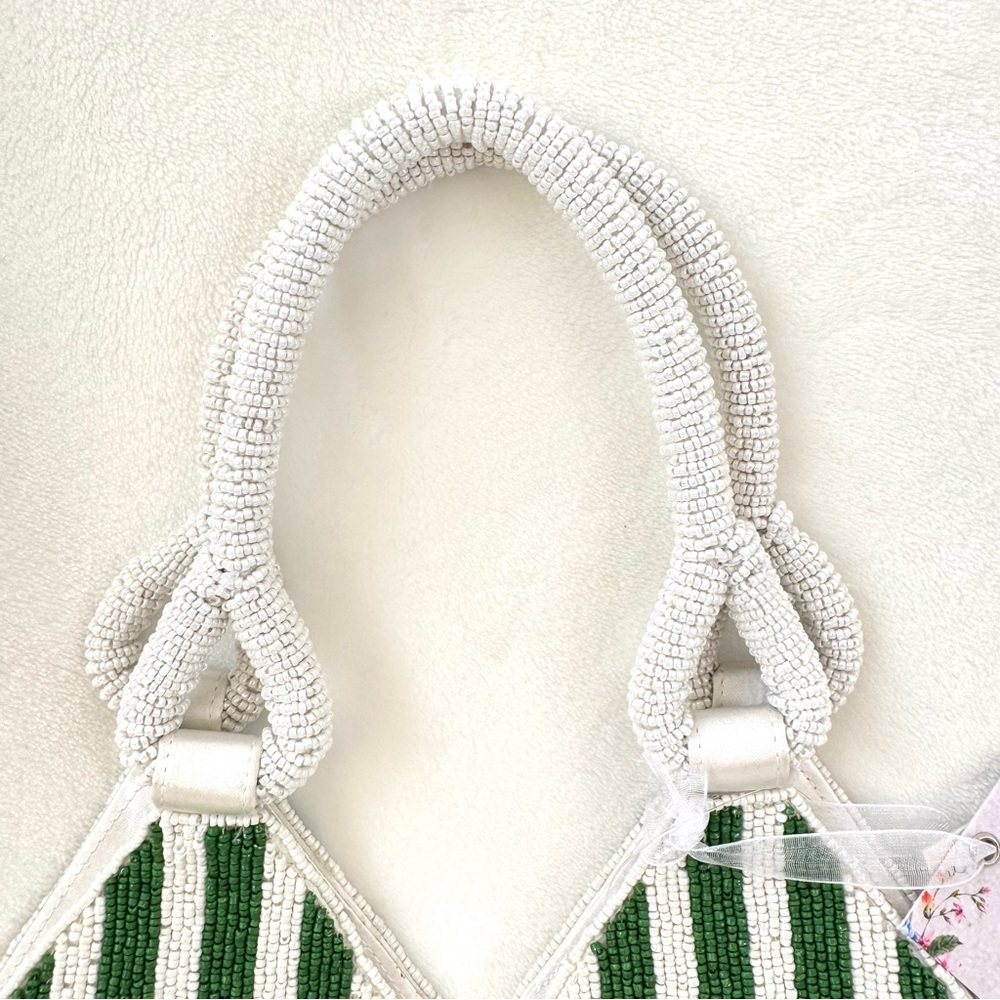 Viral Beaded Green & White Striped Martini Bag - Picture 6 of 6
